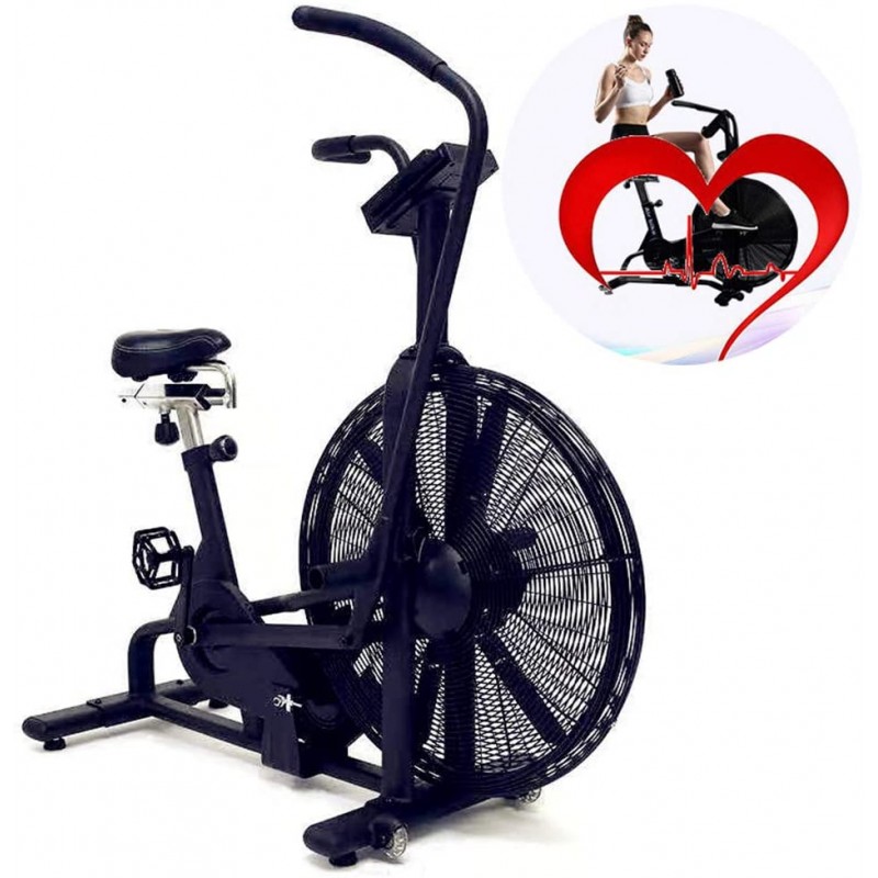 Mighty Rock Fan Exercise Bike with Air Resistance, Indoor Fitness Bicycle Spinning Bike Home Equipment, 300 Lb Capacity